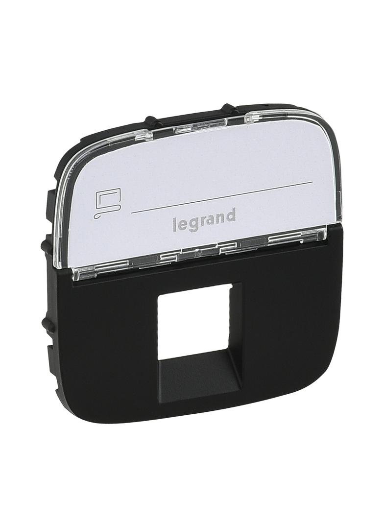 VALENA ALLURE - PLAKIETKA CZARNA GNIAZDA POJEDYNCZEGO RJ11 LUB RJ12 LUB RJ45 Z ETYKIETĄ, Legrand