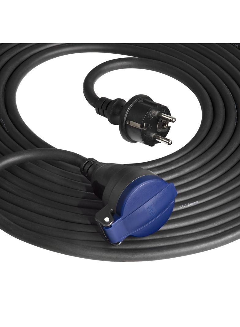 Przedłużacz warsztatowy bryzgoszczelny IP44 1x2P+Z 30m,kabel gumowy olejoodporny H07RN-F 3x1,5mm2,