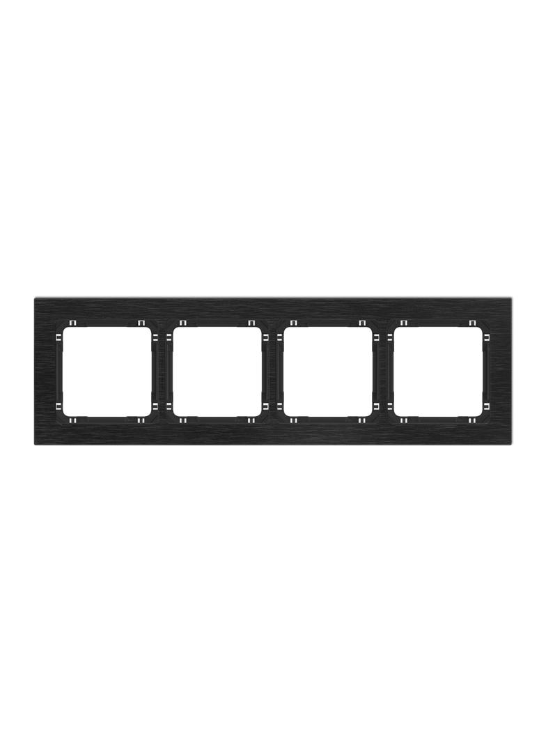 DECO Ramka uniwersalna poczwórna - aluminium szczotkowane (ramka: czarna; spód: czarny) czarny