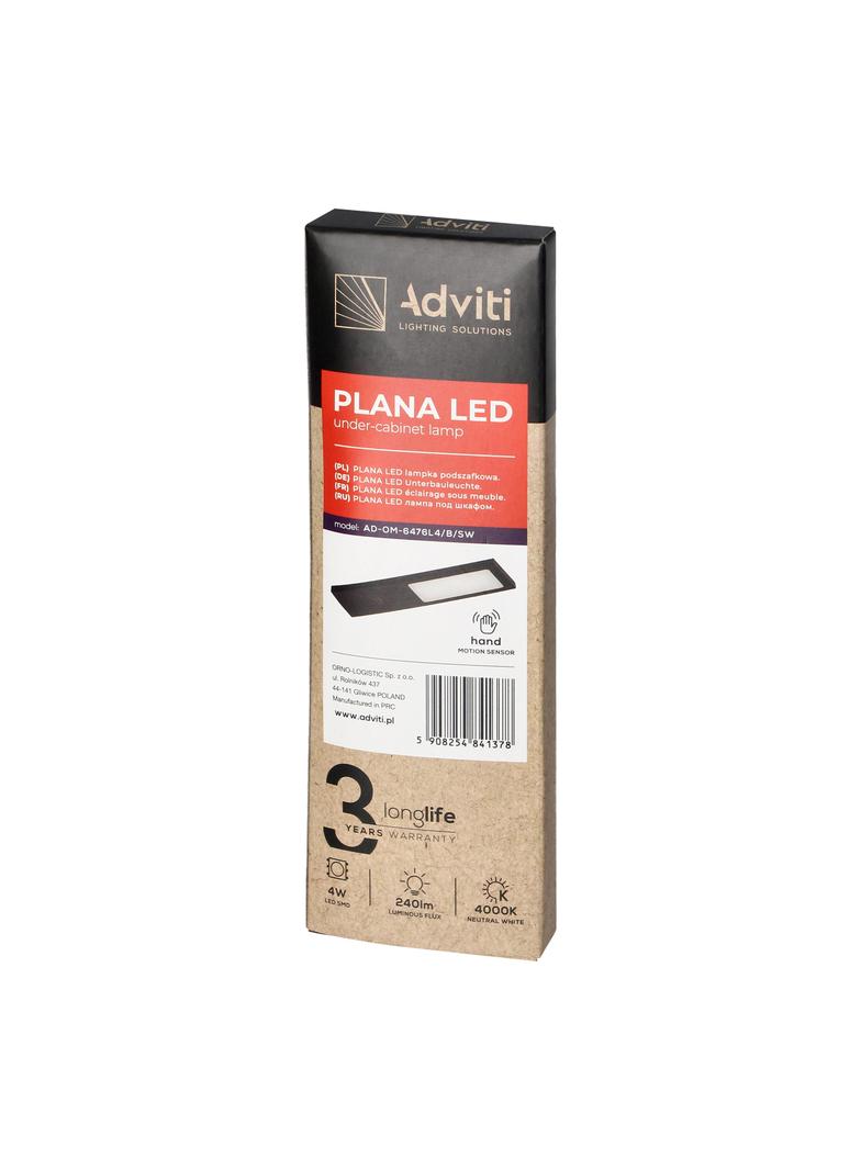 PLANA lampka podszafkowa LED 4W, 240lm, 4000K, z włącznikiem bezdotykowym, czarna AD-OM-6476L4/B/SW ORNO