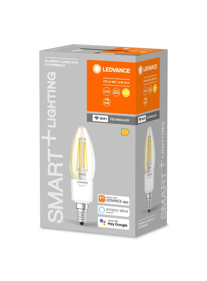 Lampa LED SMART+ WiFi CL B Filament szkło przezroczyste DIM 40 4W/827 E14