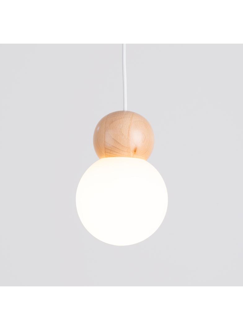 Lampa wisząca PEKKA 3P biała/naturalne drewno