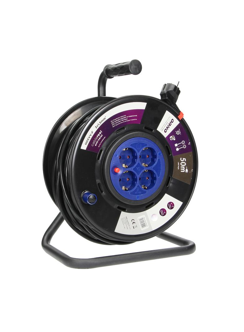 Przedłużacz bębnowy 4 gniazda (schuko) kabel PVC H05VV-F 3x1,5mm2 długość - 50m STAŁE GNIAZ OR-AE-13