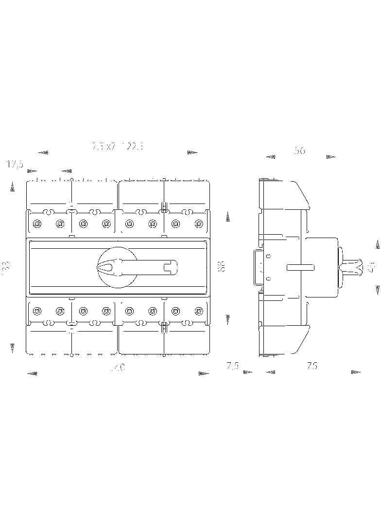 ROZŁĄCZNIK IZOL.3 BIEGUNOWY 63A Z POKRĘTŁEM NA ROZŁĄCZNIKU ŻÓŁTO-CZERW.