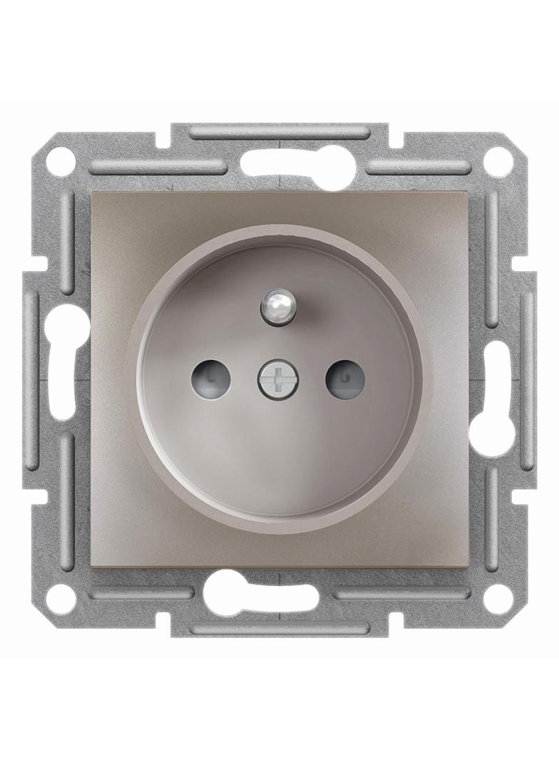 Asfora, gniazdo 2P+PE z przesłonami, bez ramki, brąz