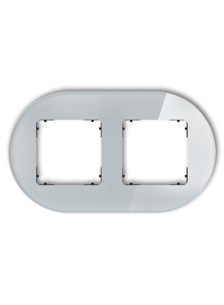 ICON Ramka uniwersalna podwójna okrągła - efekt szkła (ramka: szara; spód: czarny) szary