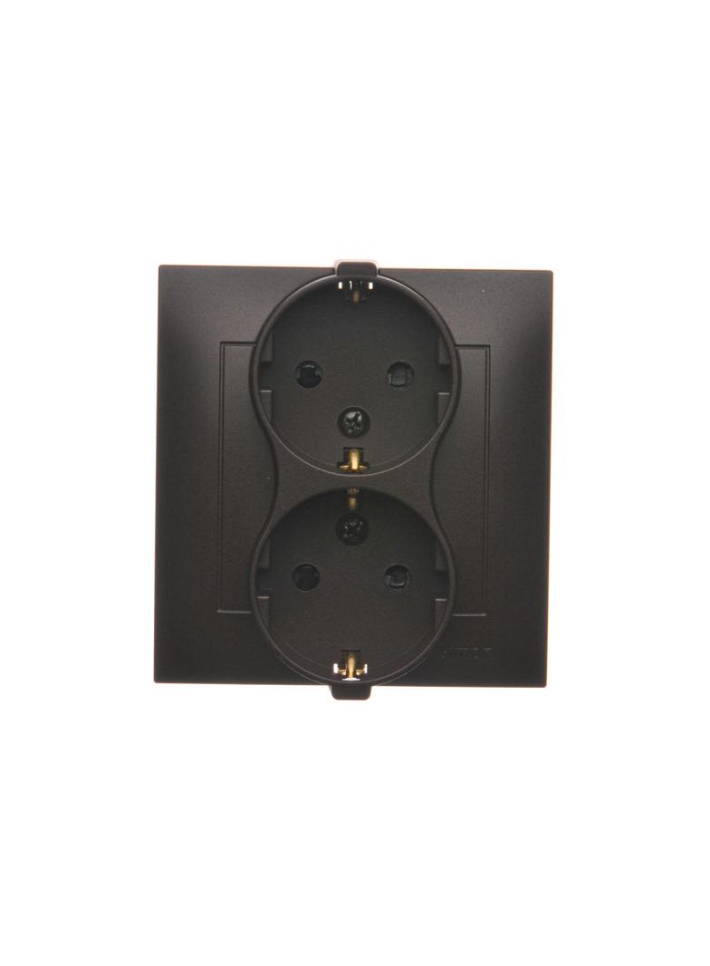 Simon 54 Gniazdo Schuko z przesłonami podwójne 16A z. śrub. brąz mat