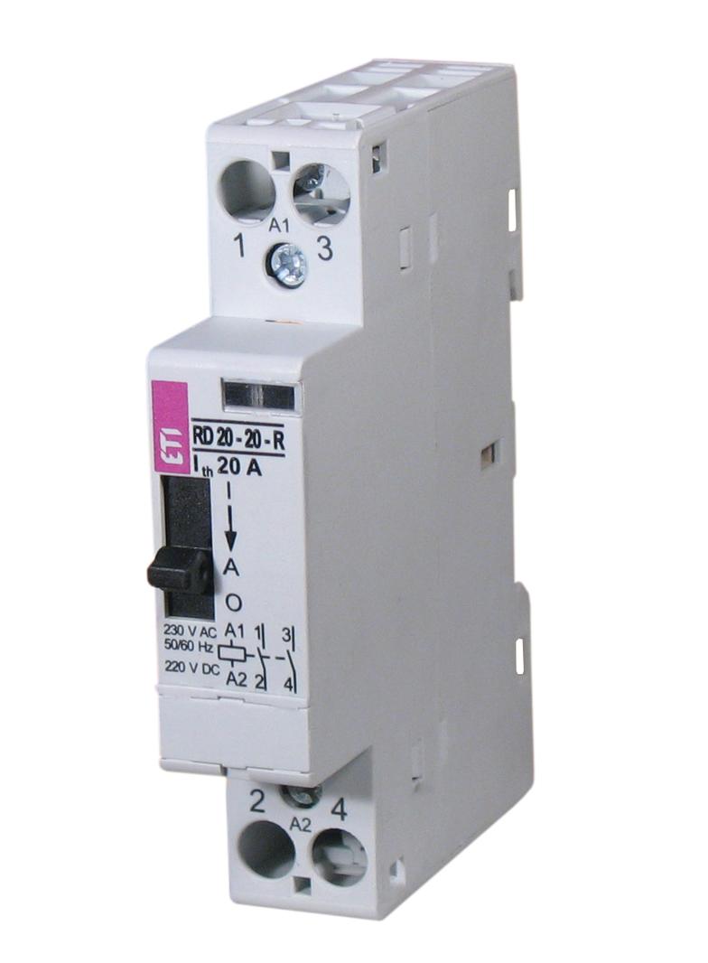 Stycznik modułowy ze sterowaniem ręcznym 20A 1Z 1R 1M 2P RD 20-11-R-24V AC/DC 002464047 ETI