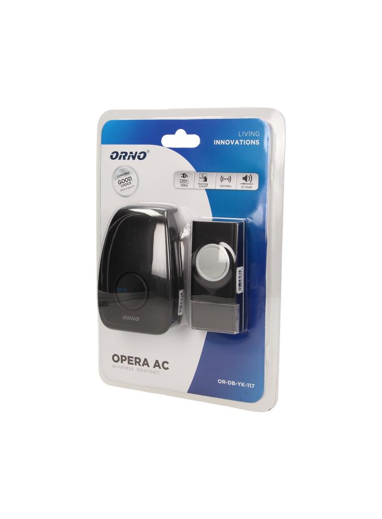 Dzwonek bezprzewodowy OPERA AC sieciowy learning system 48 dźwięków 100m OR-DB-YK-117 ORNO
