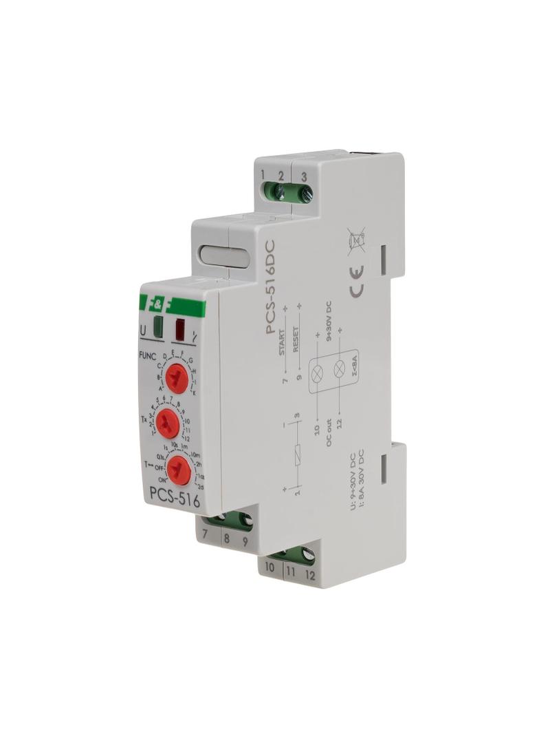 Przekaźnik czasowy 10-funkcyjny. Z wejściami START i RESET. PCS-516DC F&F