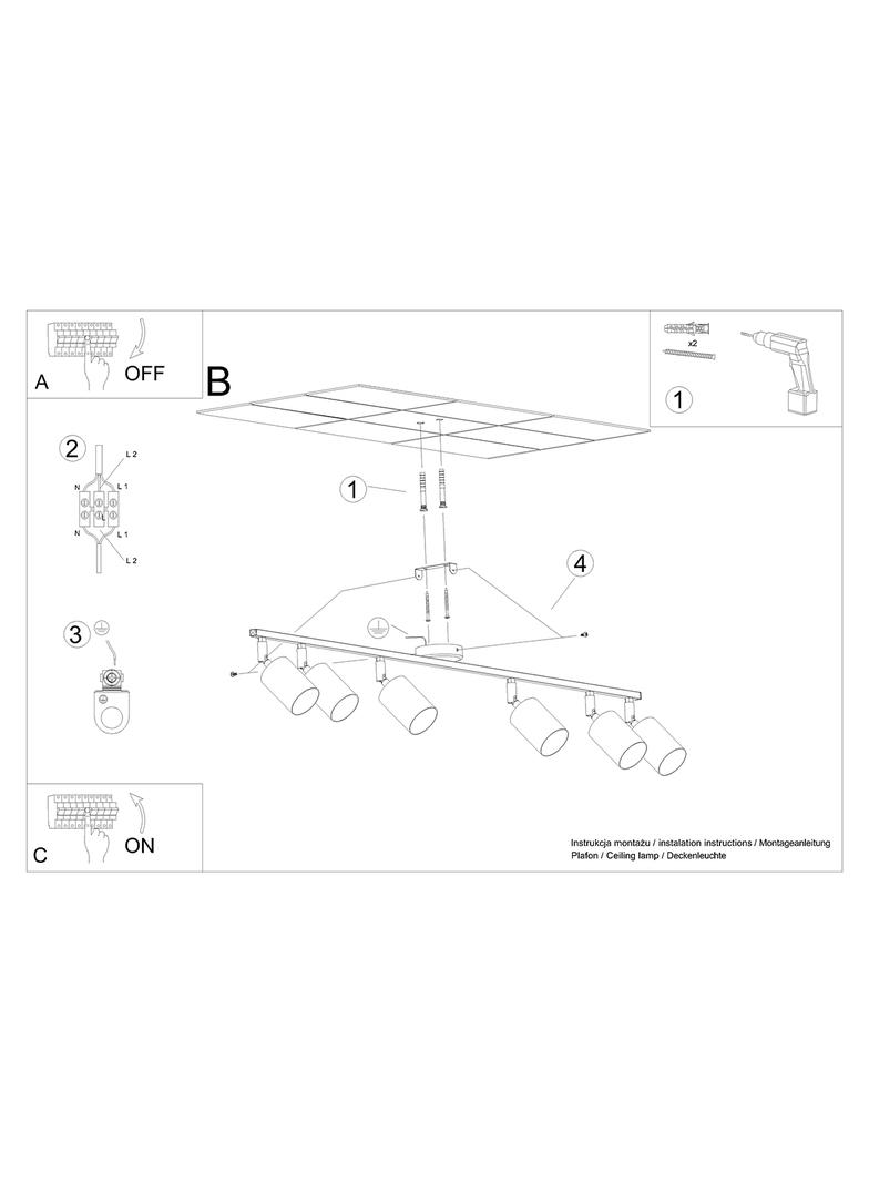 Sollux Plafon LEMMI 6L czarny SL.1169