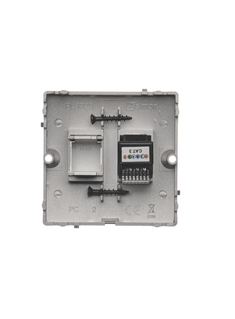 Simon Basic Gniazdo telefoniczne RJ12 Montaż gniazda na wkręty do puszki satynowy