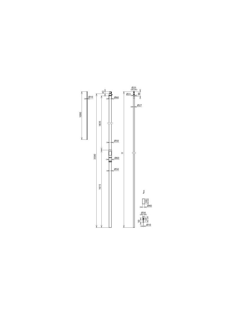 DEHNconductor przewód o izolacji H VI power 27 mm Cu, zestaw w rurze wsporczej o dł. 3500 mm z iglic