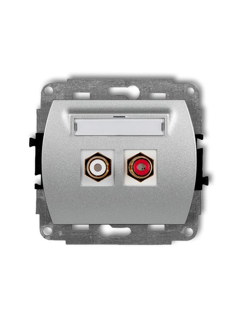 TREND Mechanizm gniazda podwójnego RCA (typu cinch - biały i czerwony, pozłacany) srebrny metalik