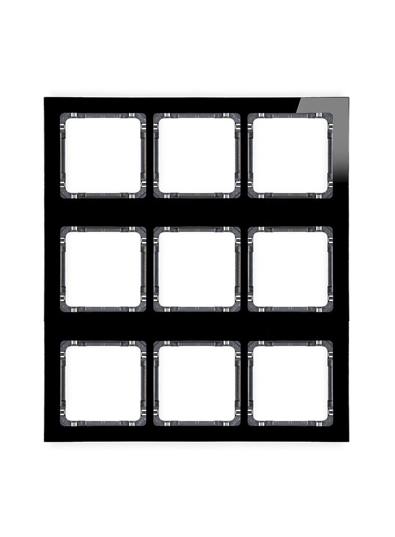 DECO Ramka modułowa 9 krotna (3 poziom, 3 pion) - efekt szkła (ramka czarna; spód grafitowy)
