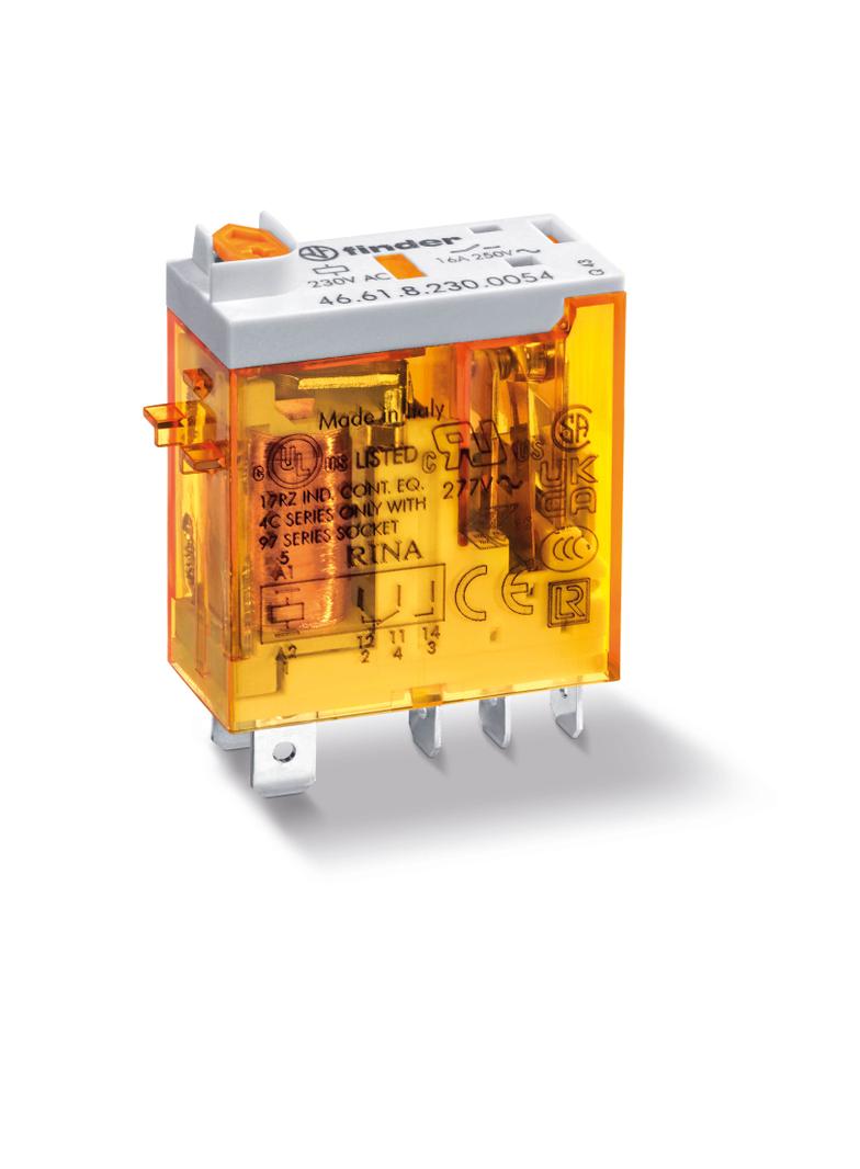 Miniaturowy przekaźnik przemysłowy 1 P; 16A; 230V AC; przycisk test. + LED + mech. wskaźnik zadziała