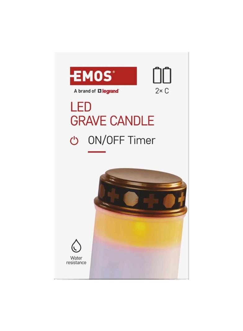 Znicz LED świeczka cmentarna LED biała 2x C czujnik zmierzchu IP44 timer DCCV21 EMOS