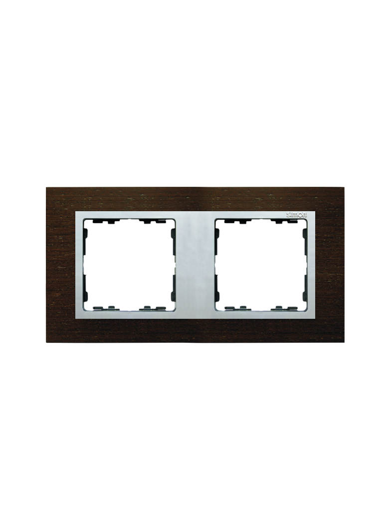 Simon 82 Nature Ramka 2-krotna Nature-drewno Wenge / pierścień aluminium mat 82927-65 KONTAKT