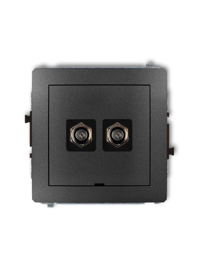 DECO Mechanizm gniazda antenowego podwójnego typu F (SAT) niklowany, bez pola opisowego grafitowy