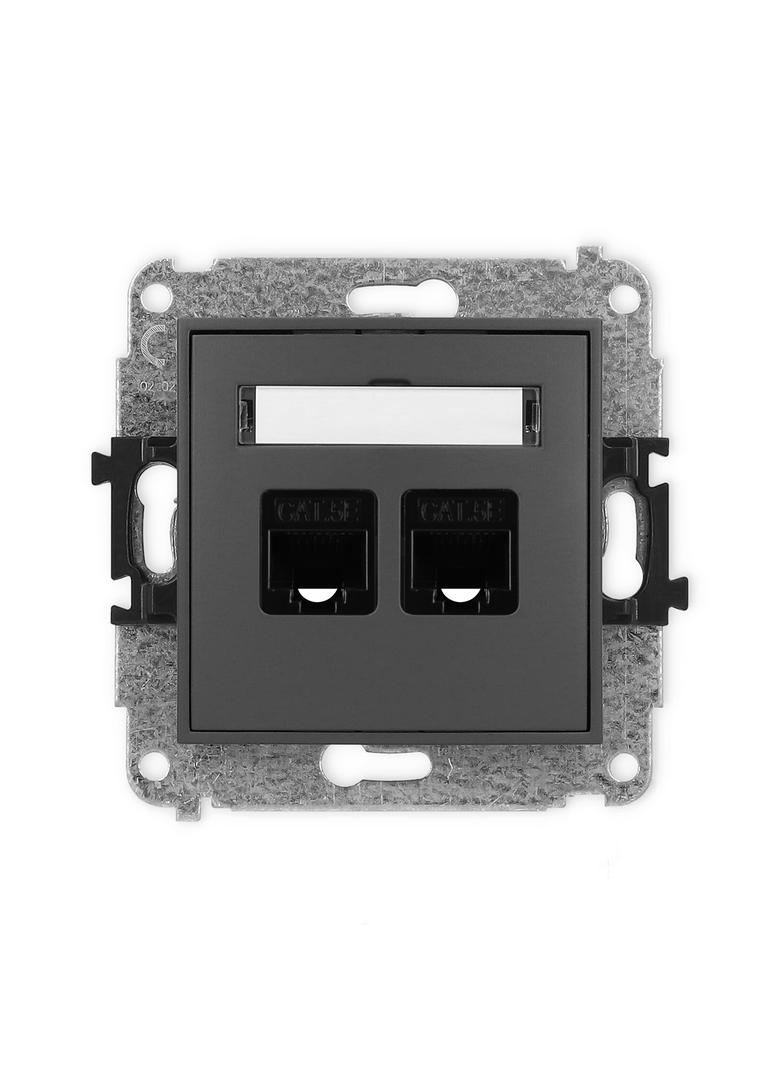 ICON Mechanizm gniazda komputerowego podwójnego 2xRJ45, kat. 5e, 8-stykowy grafitowy mat