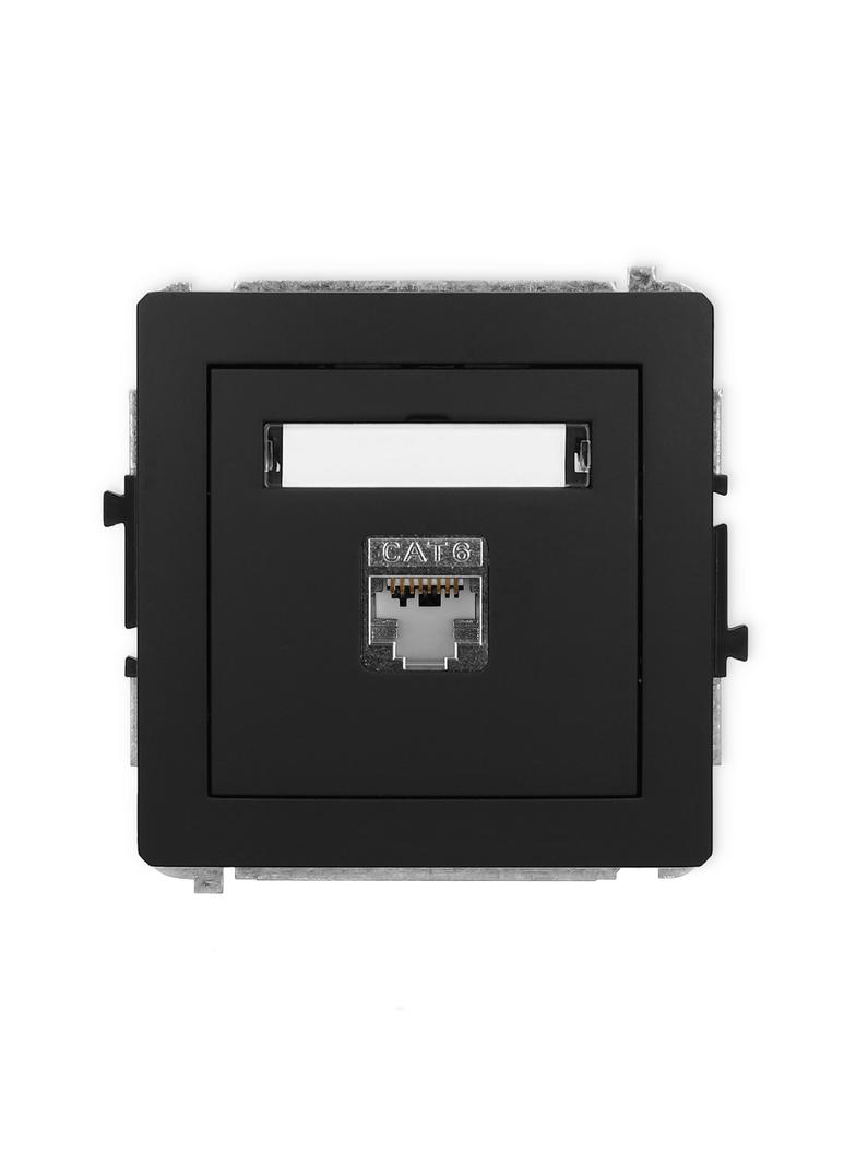 DECO Mechanizm gniazda komputerowego pojedynczego 1xRJ45, kat. 5e, ekranowany, 8-stykowy czarny mat