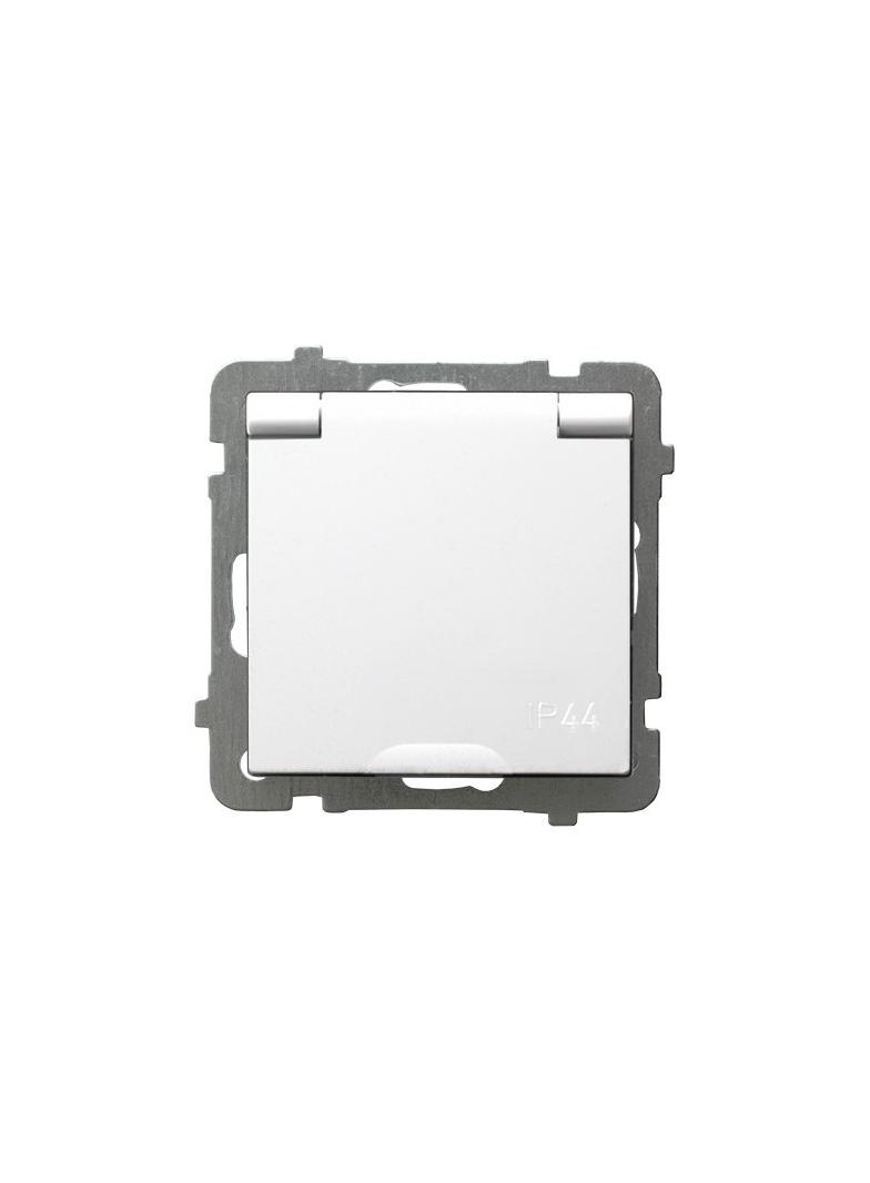 AS ANTYBAKTERYJNY Gniazdo bryzgoszczelne z uziemieniem IP44 klapka w kolorze wyrobu produkt zawiera nanocząsteczki srebra kolor biały GPH-1GAZ/m/00/w OSPEL