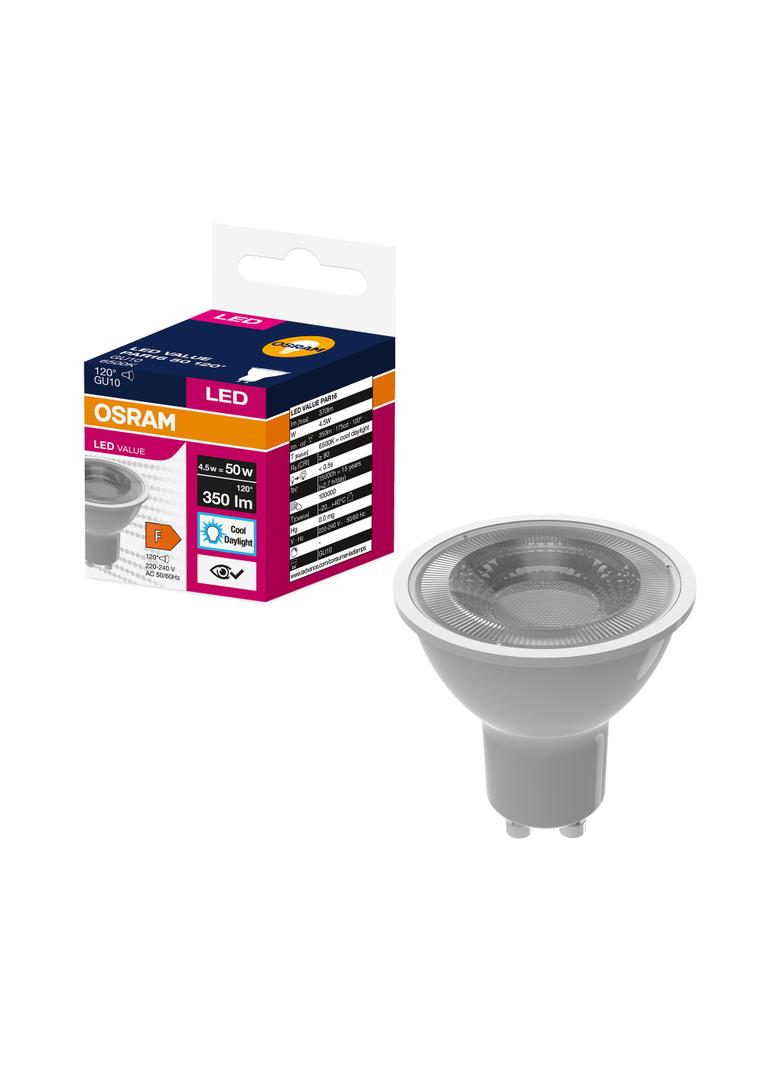Żarówka LED LVPAR16 50 120st. 4,5W/865 230V GU10 10X1 EUE OSRAM 350lm 4058075198739 LEDVANCE