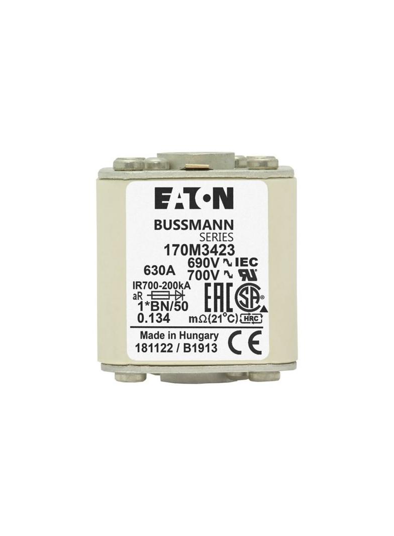 FUSE 630A 690V 1*BN/50 AR UC Wkładka szybka 630A AC 690V rozmiar 1 45x59x51 mm aR I 170M3423 EATON