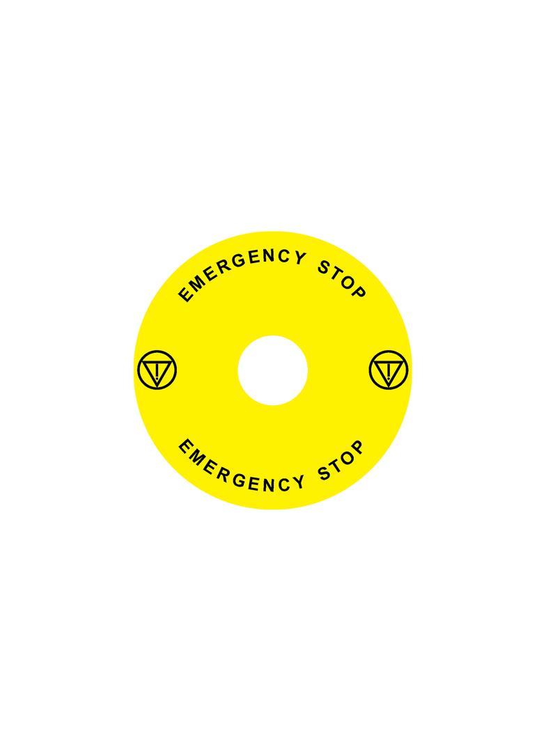 Ex9P1 H S9EN Naklejka wyłącznika awaryjnego do Ex9P1 H średnica 90mm samoprzylepna żółta EN 106807