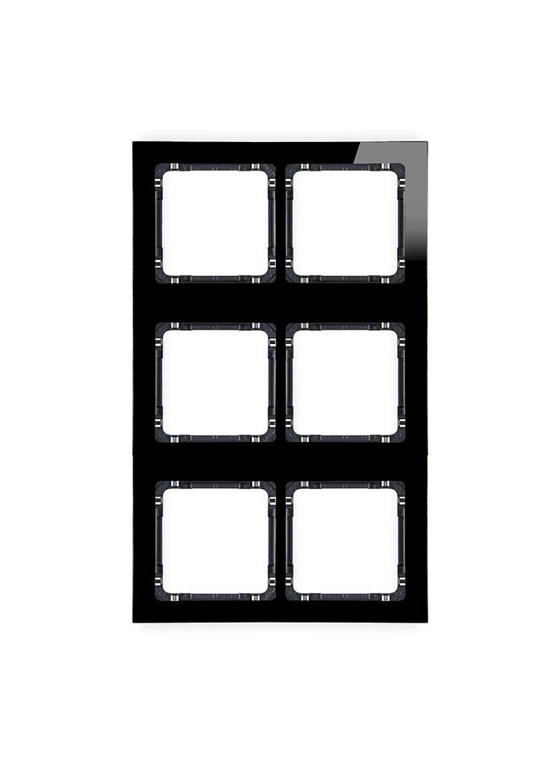 DECO Ramka modułowa 6 krotna (2 poziom, 3 pion) - efekt szkła (ramka czarna; spód czarny)