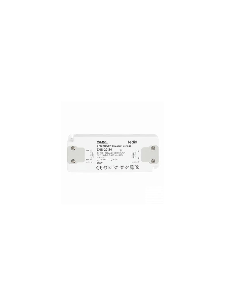 ZASILACZ LED SLIM 24V DC 20W TYP: ZNS-20-24