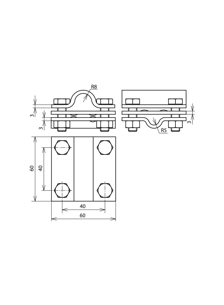 Zacisk krzyżowy do drutu 8-10 mm/16 mm, stal nierdzewna NIRO