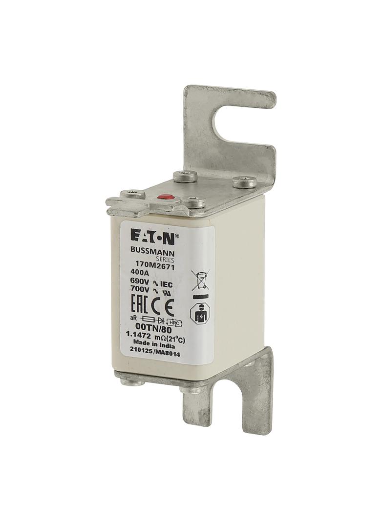 400A 690V aR 00TN/80 TYPE T IND. FUSE Wkładka szybka 400A AC 690V DIN 00 30x51x100 mm aR, 170M2671 E
