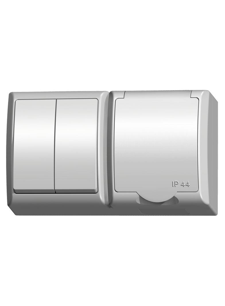 FALA Łącznik dwugrupowy świecznikowy + gniazdo pojedyncze wieczko w kolorze wyrobu - kolor biały