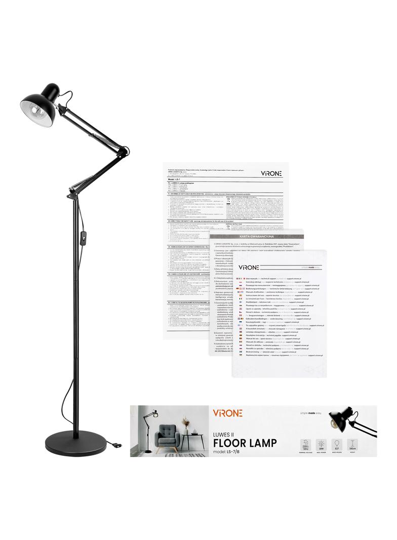 LUWES II, lampa podłogowa, E27, max. 18W, 182 cm, czarna LS-7/B ORNO