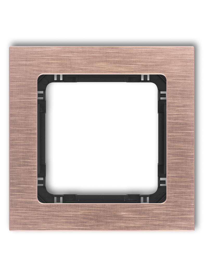 DECO Ramka uniwersalna pojedyncza - aluminium szczotkowane (ramka: kolor miedziany; spód: czarny) mi