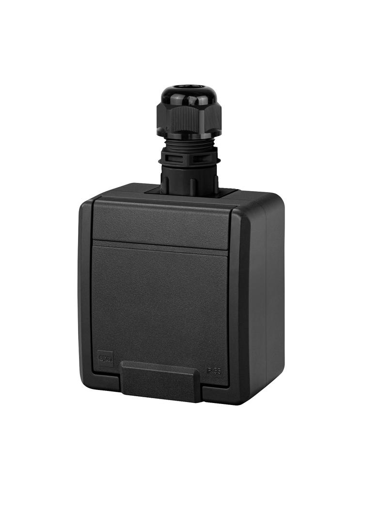 AQUANT 2K gniazdo natynkowe pojedyncze z uziemieniem 2P+Z IP 65 - kolor antracytowy 5041-67 EP Nasielsk