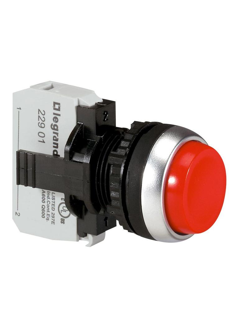 OSMOZ KOMPLET BEZ PODŚWIETLENIA - GŁÓWKA WYPUKŁA CZERWONA O22 + UCHWYT + 1R, Legrand