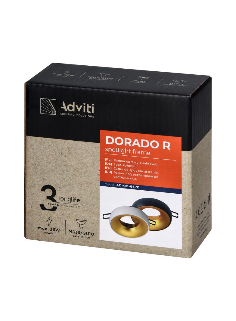 DORADO R, ramka dekoracyjna oprawy punktowej, GU10 max. 35W, okrągła, stała, biało-złota