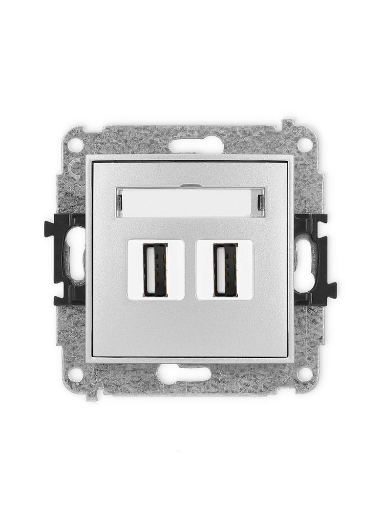 ICON Gniazdo podwójne 2xUSB A-A 2.0 srebrny metalik 7IGUSB-2 KARLIK