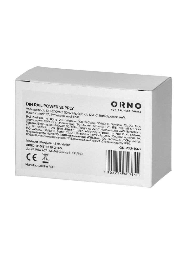 Zasilacz na szynę DIN 12VDC 2A 24W szerokość 2 moduły OR-PSU-1643 ORNO