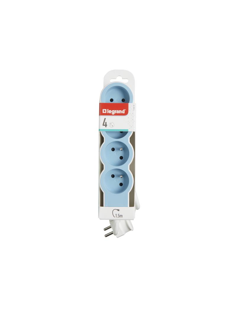 PRZEDŁUŻACZ STANDARD 4X2P+Z, Z PRZEWODEM 1.5 METRA 3X1.0 MM2 - BIAŁY/BŁĘKITNY, Legrand