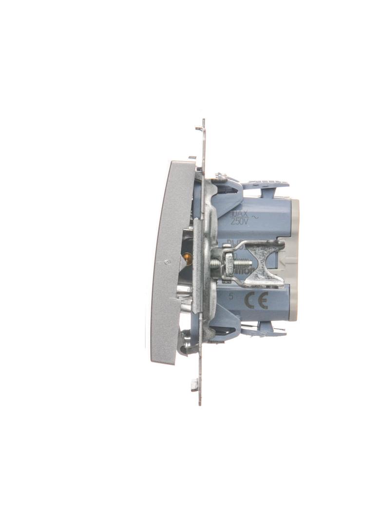 Simon 54 Łącznik świecznikowy z podświetleniem LED i do wersji IP44 10A 250V szybkozłączka srebrny mat *Posiada wkładkę DU1W DW5BL.01/43 KONTAKT