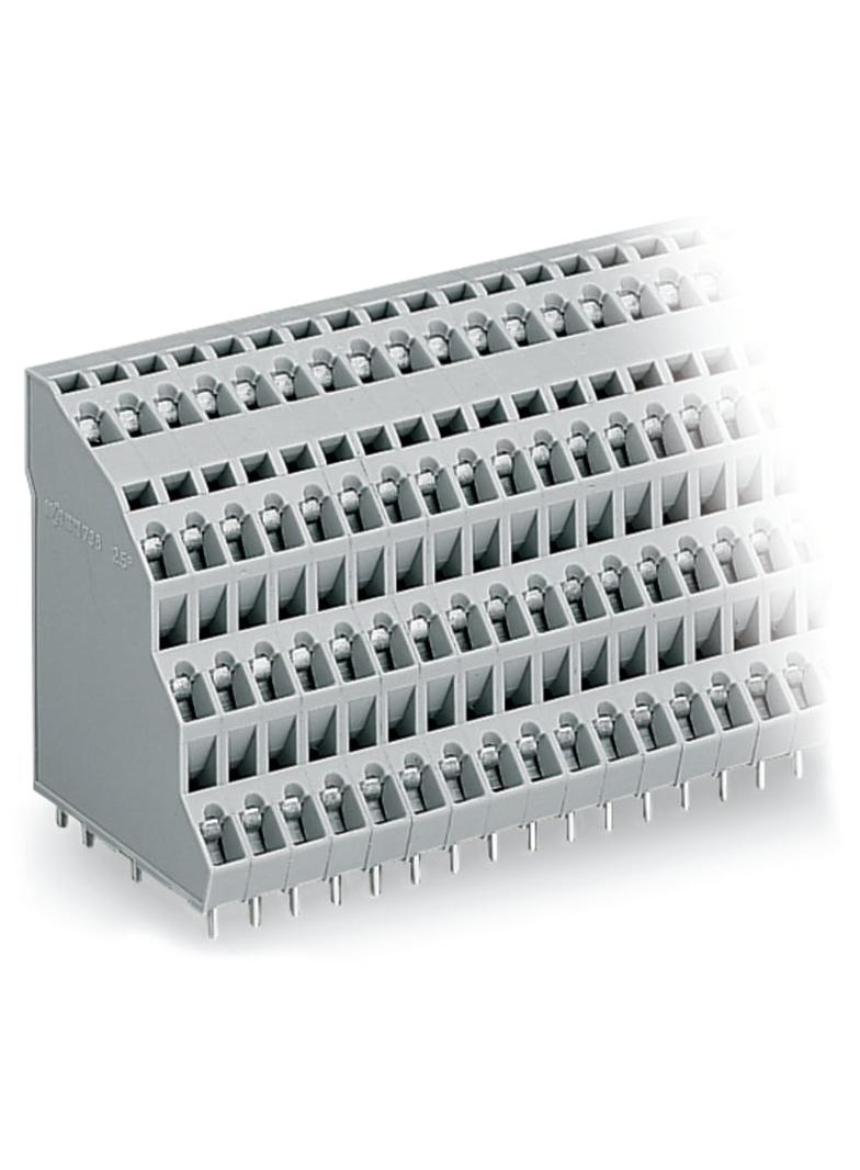 4-piętrowa listwa do pł. drukowanych 4 x 12 bieg. szara raster 5 mm /12szt./ WAGO