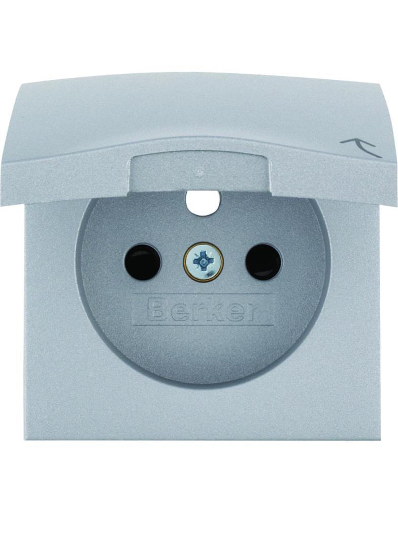 BERKER B.Kwadrat/B.7 Płytka czołowa z przysłoną styków do gniazda z uziemieniem z pokrywą aluminium