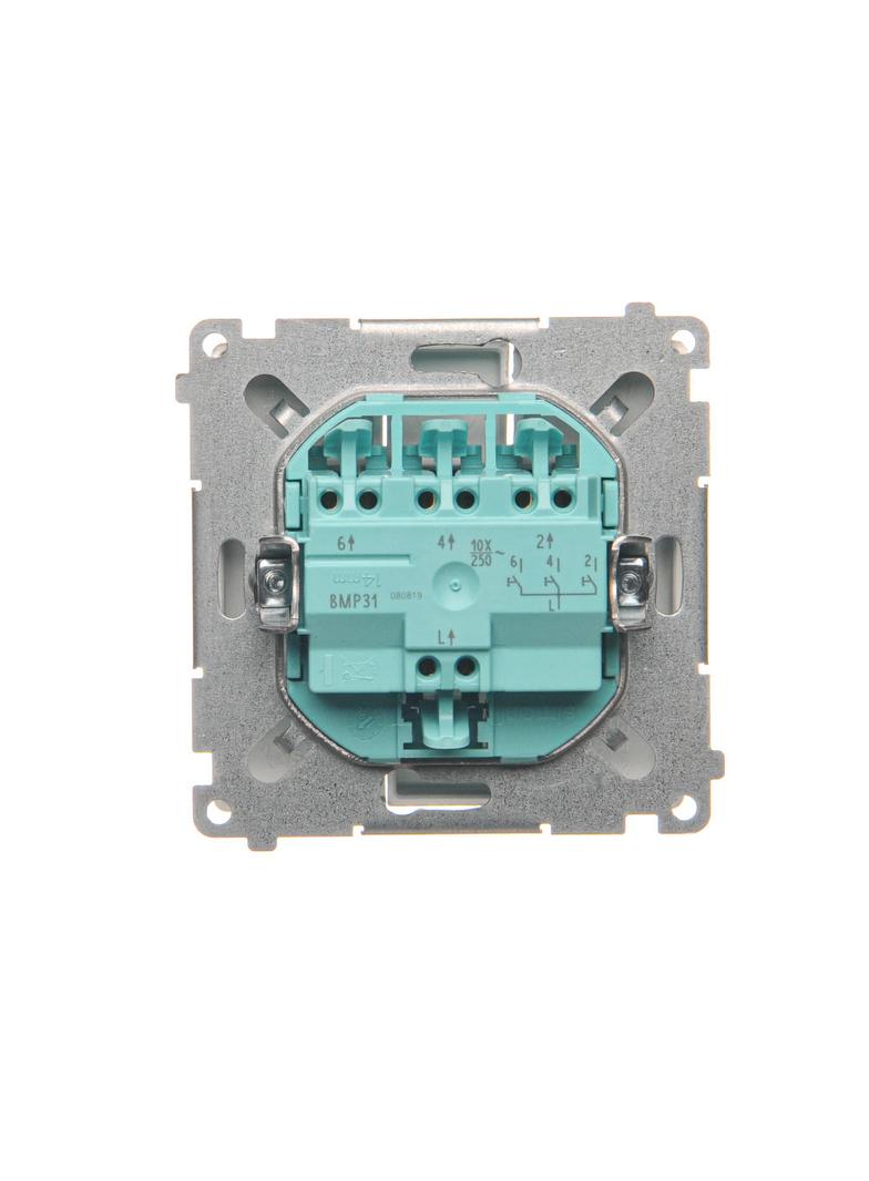 Simon Basic Przycisk potrójny 10A 250V szybkozłączka srebrny mat BMP31.01/43 KONTAKT