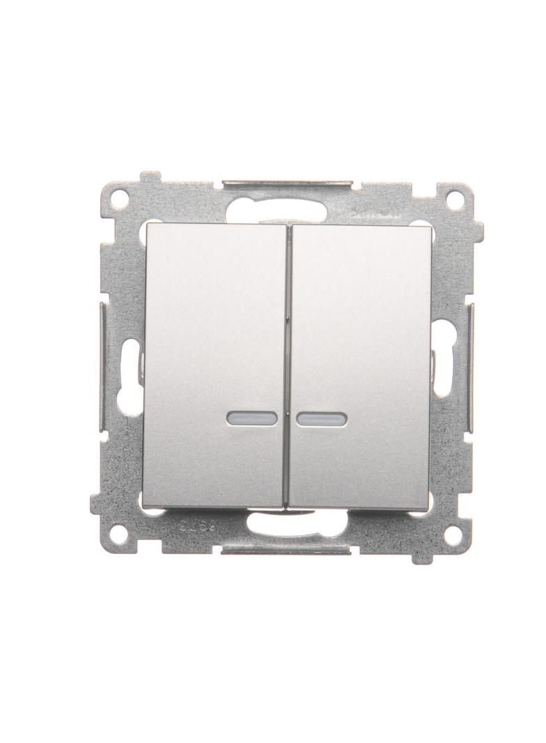 Simon 54 Łącznik świecznikowy z podświetleniem LED i do wersji IP44 10A 250V szybkozłączka srebrny mat *Posiada wkładkę DU1W DW5BL.01/43 KONTAKT
