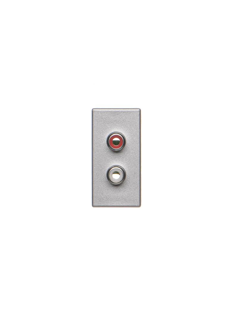 Simon Connect Płytka K45/2 złącz 2x RCA (CINCH) 225x45mm + wkłady zaciski śrubowe aluminium K101B/8 KONTAKT