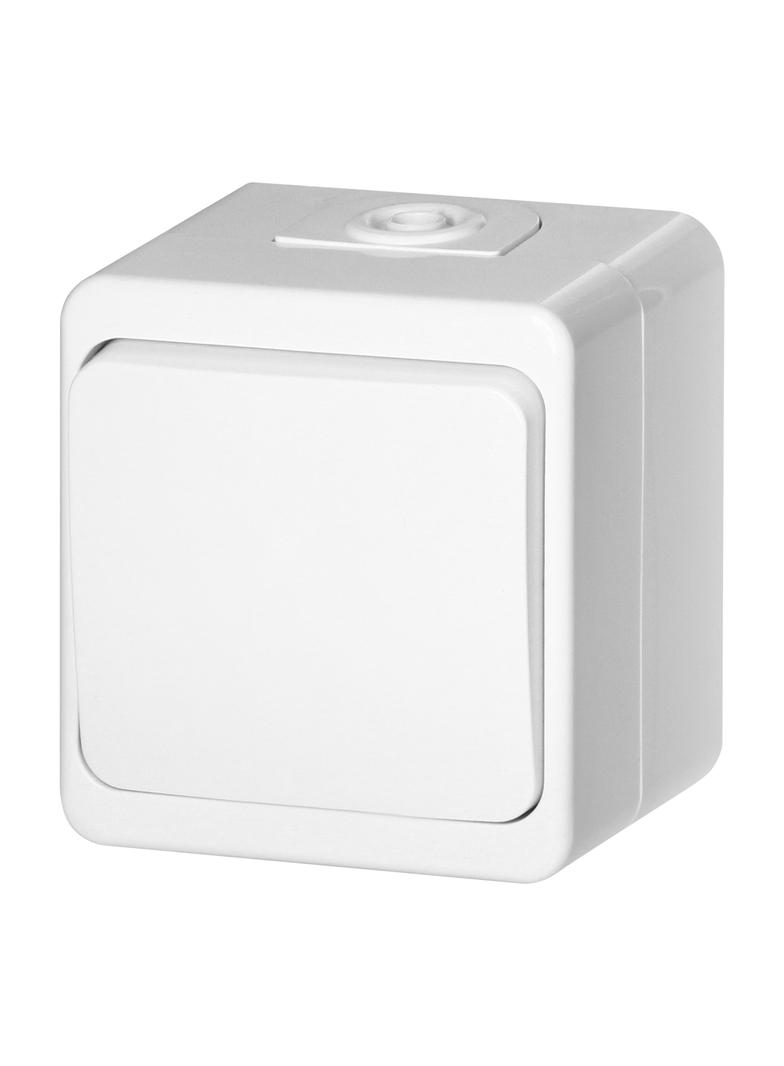 Łącznik natynkowy 10A, 250V, schodowy IP44, SMART, biały