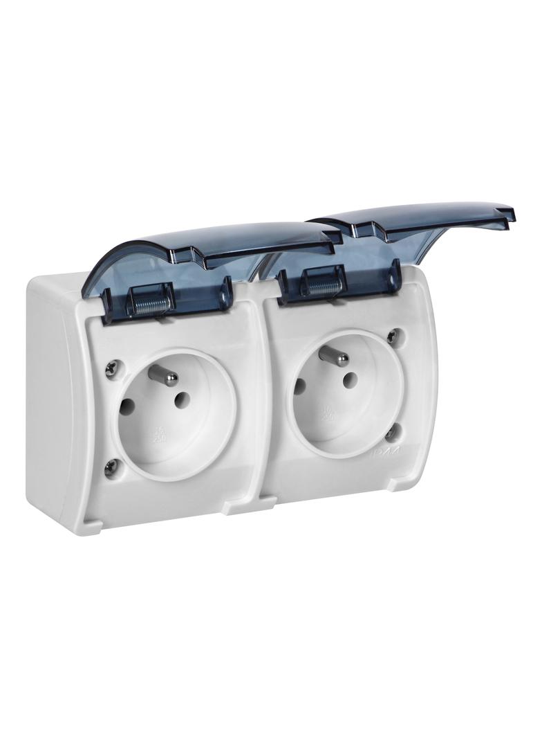 Gniazdo podwójne 2x2P+Z AQUATIC IP44 biały dymiony OR-OE-7106/WT ORNO